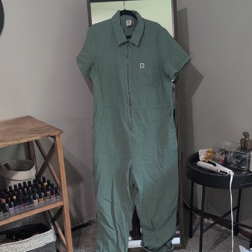 Lucy & Yak Sage Green Cotton Jumpsuit